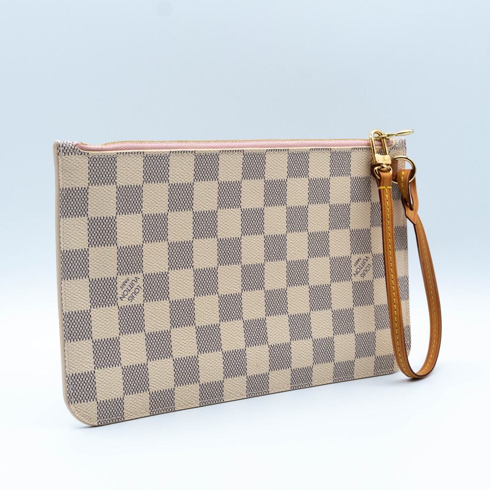 Louis Vuitton Damier Azur Neverfull MM GM Pochette Rose Ballerine - Picture 2 of 7